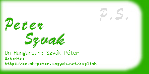 peter szvak business card